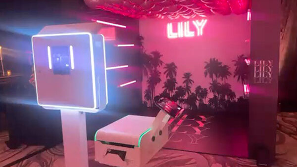 White Box Photo Booth Rental branded enclosure