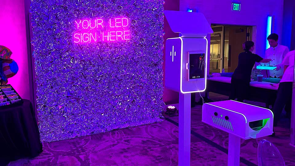 naples mylar crinkle wall with LED sign